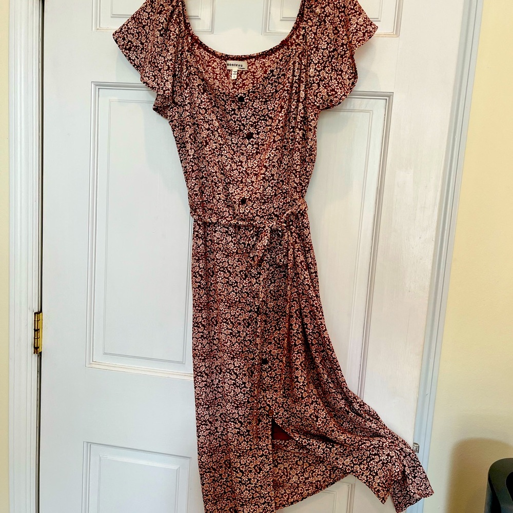 Button Down Square Neck Print Dress - image 2